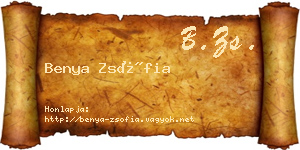 Benya Zsófia névjegykártya
